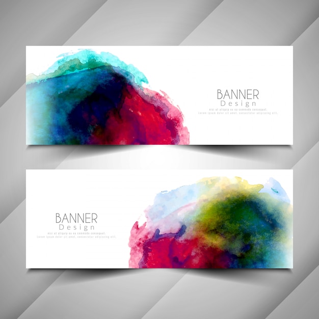 Abstract elegant watercolor style banners design set