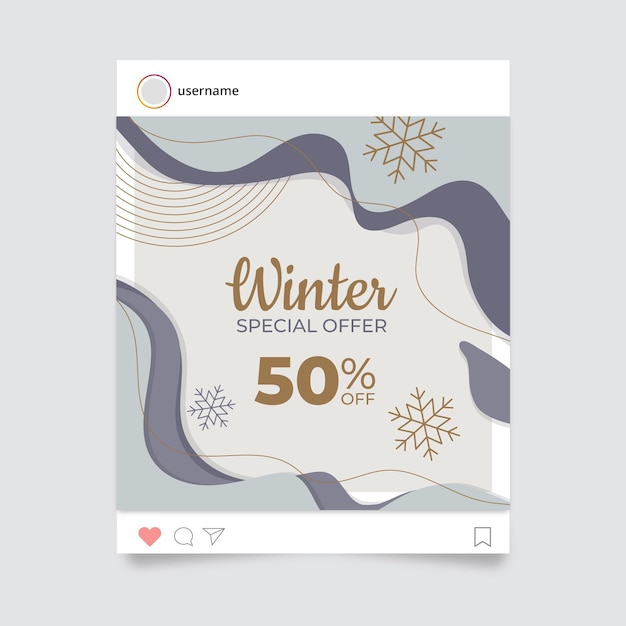Vettore gratuito post di instagram inverno elegante astratto