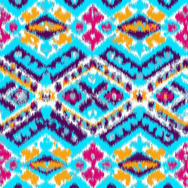 Free vector abstract ethnic pattern design with ikat style