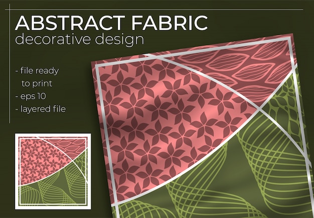 Аннотация ткань декоративный дизайн с реалистичным макет для полиграфического производства. хиджаб, шарф, подушка и т. д. Premium векторы