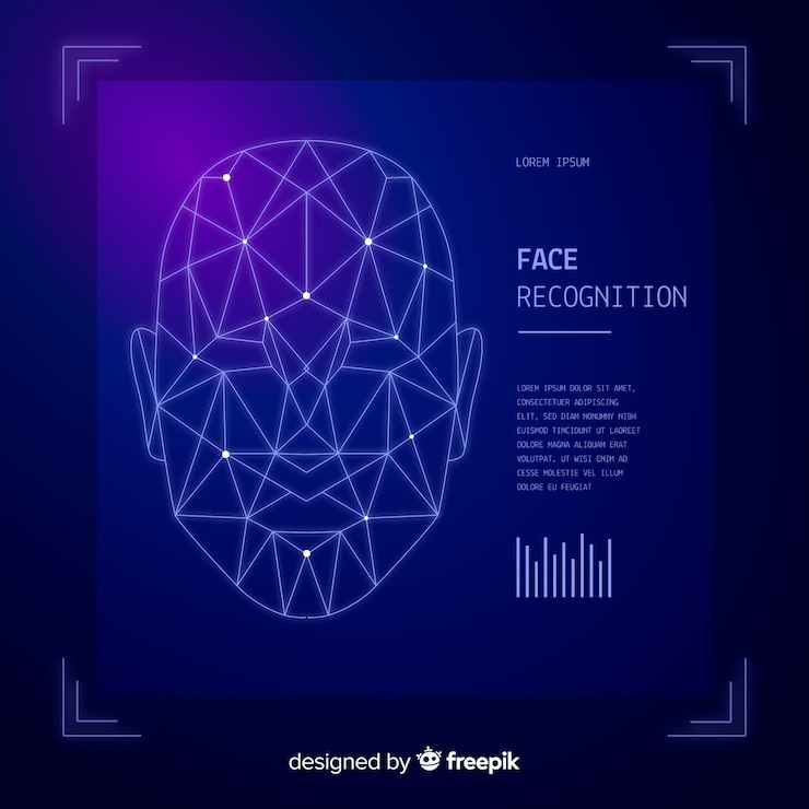 Free Vector abstract facial recognition blue background