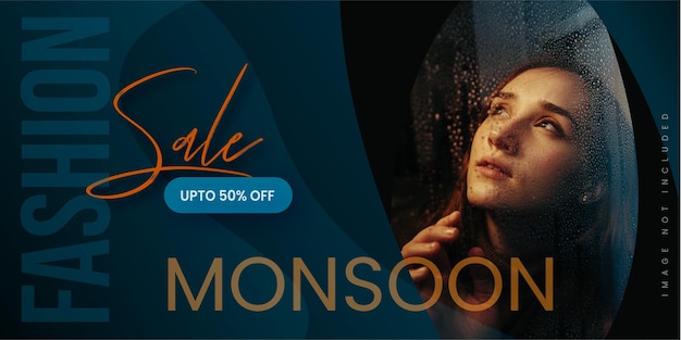 Абстрактная мода Monsoon Sale Banner предлагает скидку бизнес фон Бесплатные векторы