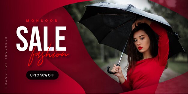 Абстрактная мода Monsoon Sale Banner предлагает скидку бизнес фон Бесплатные векторы