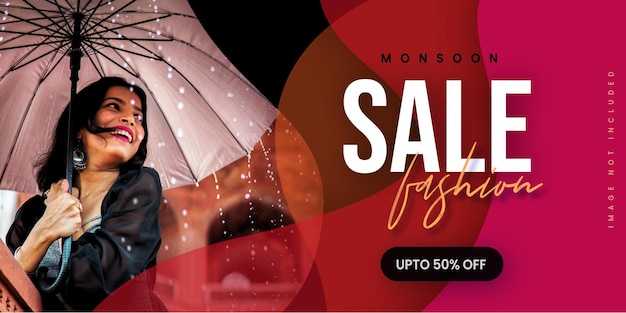 Бесплатное векторное изображение Абстрактная мода monsoon sale banner предлагает скидку бизнес фон бесплатные векторы