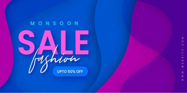 Abstract Fashion Monsoon Sale Banner Offer Discount Business Background Free Vector