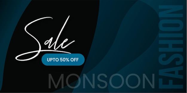 Абстрактная мода Monsoon Sale Banner предлагает скидку бизнес фон Бесплатные векторы