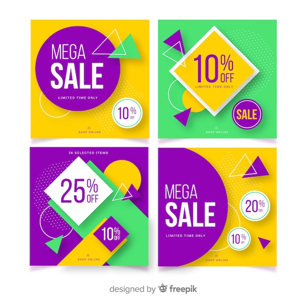 Free vector abstract fashion sale instagram post collection