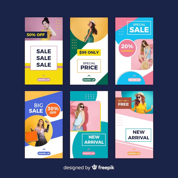 Free vector abstract fashion sale instagram stories