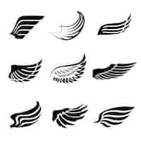 Free vector abstract feather wings icons set