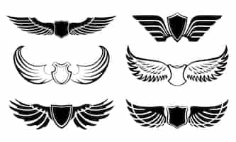 Free vector abstract feather wings pictograms set
