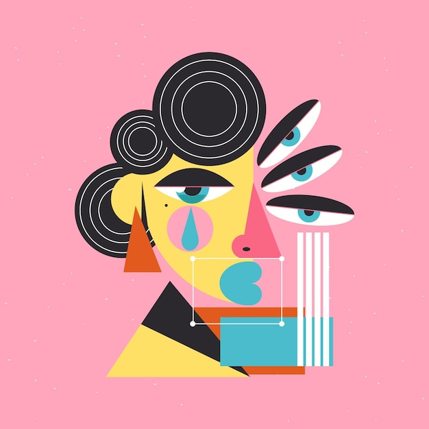 Бесплатное векторное изображение Абстрактный женский портрет из разных форм