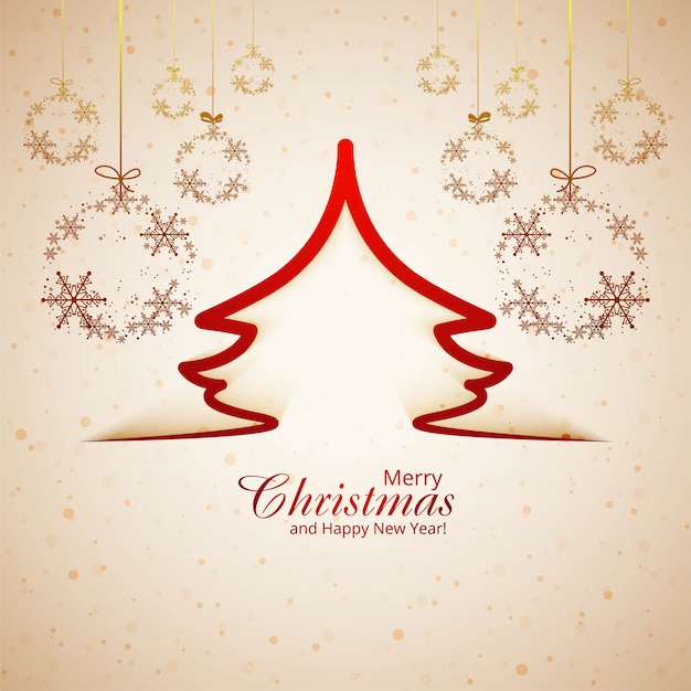 Abstract festival merry christmas card snowflake and tree background vector