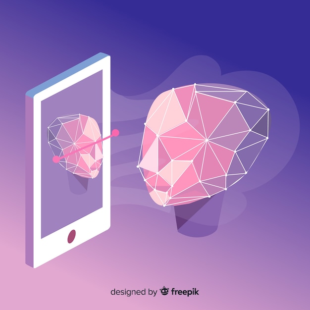 Free vector abstract flat face recognition background