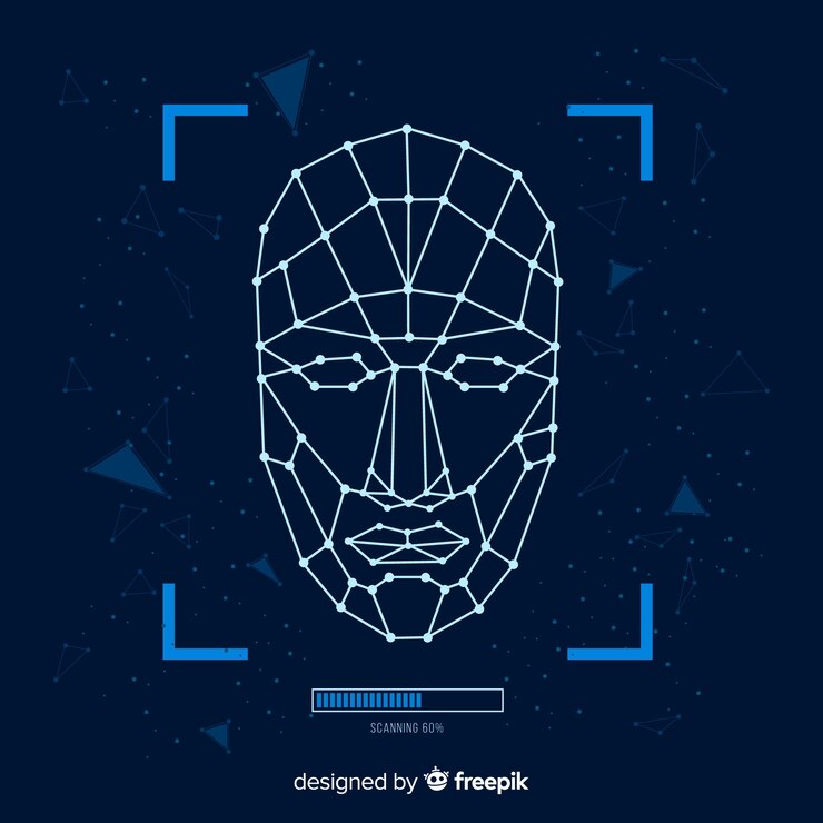 無料Vector 抽象的な平らな顔認識の背景