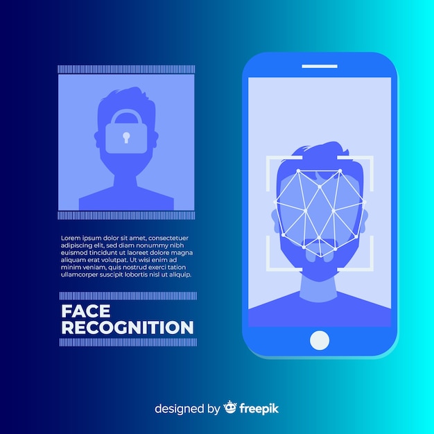Бесплатное векторное изображение Абстрактный плоский фон распознавания лица