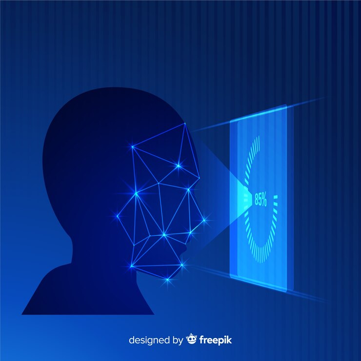 無料Vector 抽象的な平らな顔認識の背景