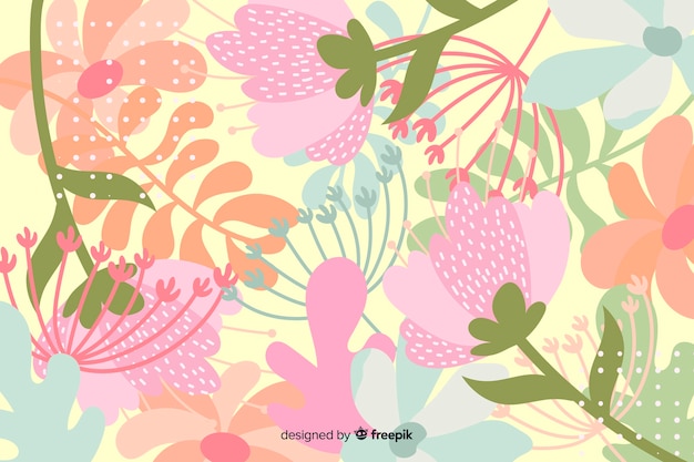 Abstract floral background in hand drawn