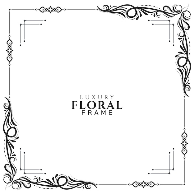 Abstract floral frame white elegant background vector