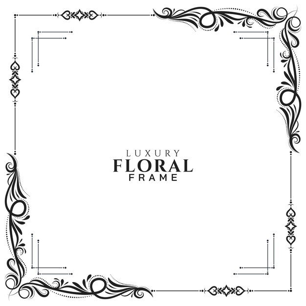 Abstract floral frame white elegant background vector