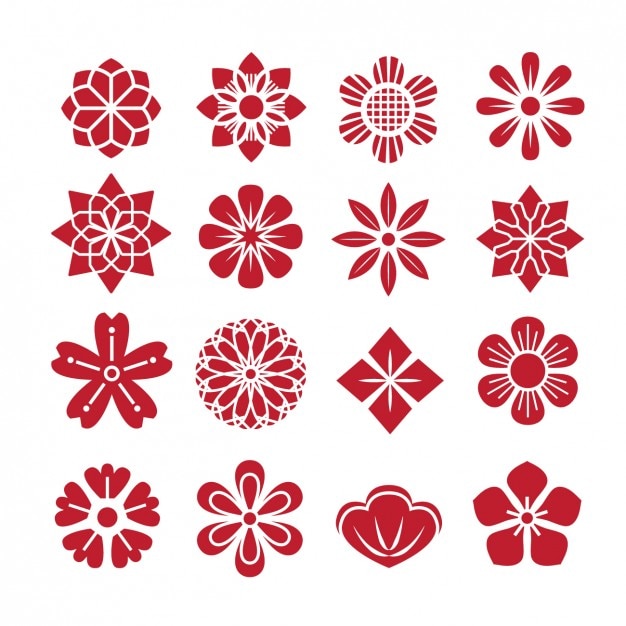 Abstract flower icons collection