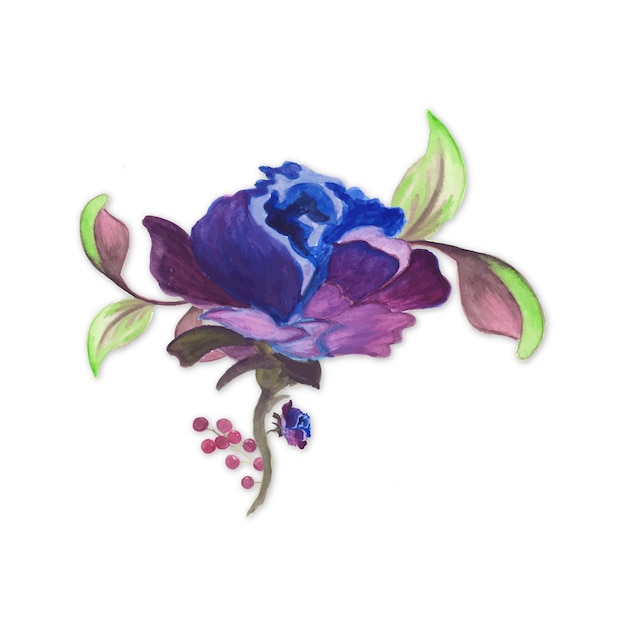 抽象的な花の花束ピンクブルーグリーン水彩背景イラスト高解像度無料写真