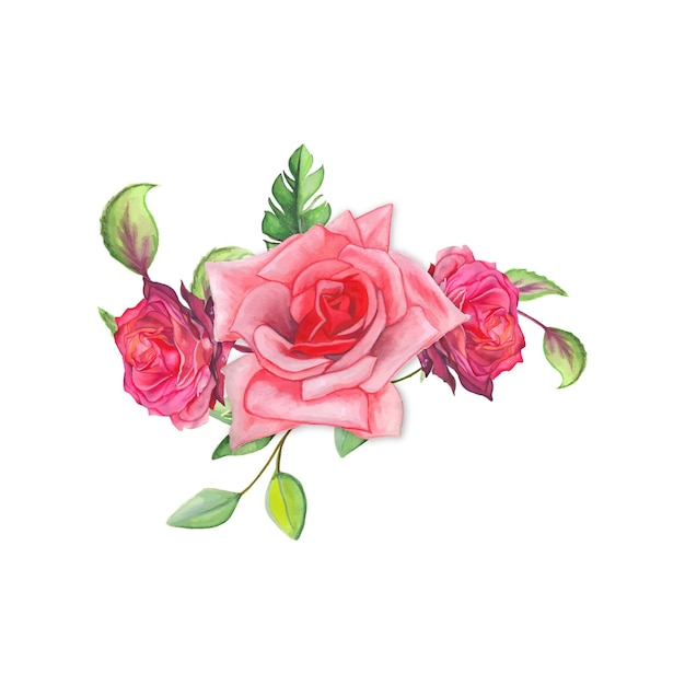 抽象的な花の花束ピンクグリーン水彩背景イラスト高解像度無料写真