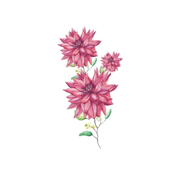 추상 꽃 꽃다발 핑크 그린 수채화 배경 일러스트 고해상도 무료 사진