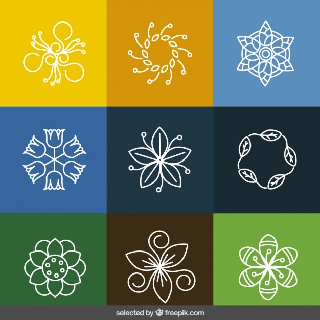 Free vector abstract flowers collection