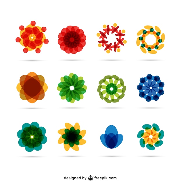 Бесплатное векторное изображение Абстрактные цветы логотипы