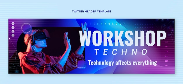 Free vector abstract fluid technology twitter header