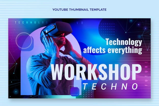 Free vector abstract fluid technology youtube thumbnail