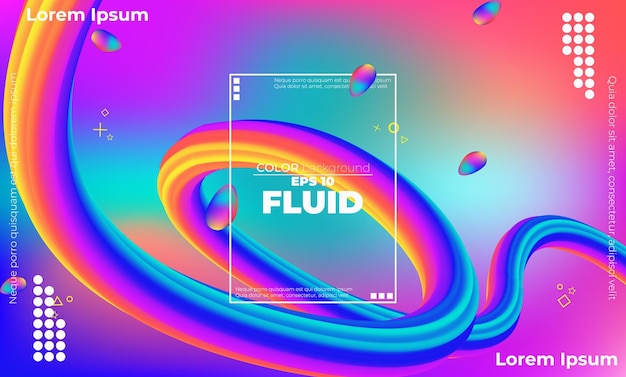 Abstract fluid wave color pattern of neon color liquid gradient background with modern geometric dynamic motion style Suitable For Wallpaper Banner Background Card Book Illustration landing page