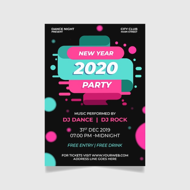 Free vector abstract flyer template new year 2020 party