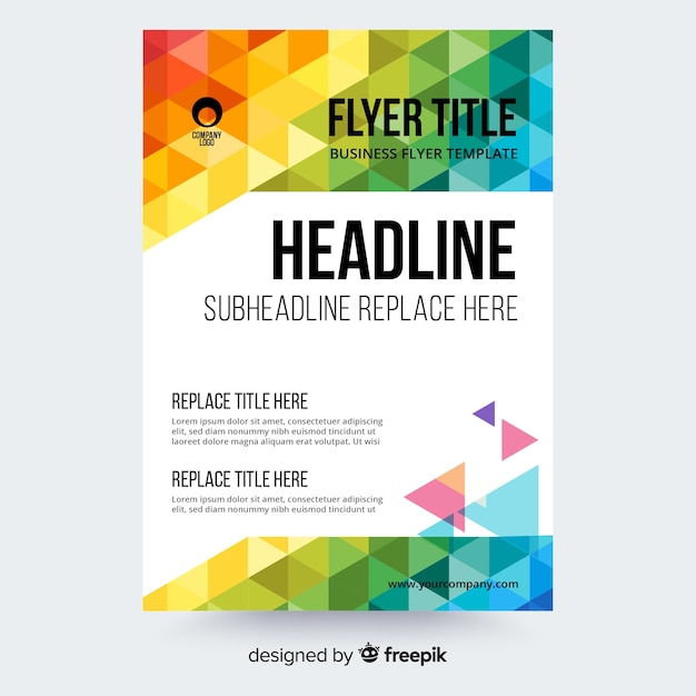 Free vector abstract flyer template with colorful triangles