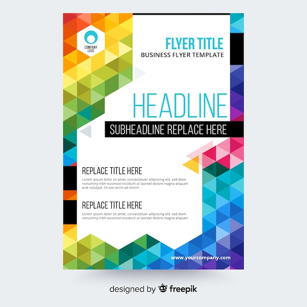 Abstract flyer template with colorful triangles