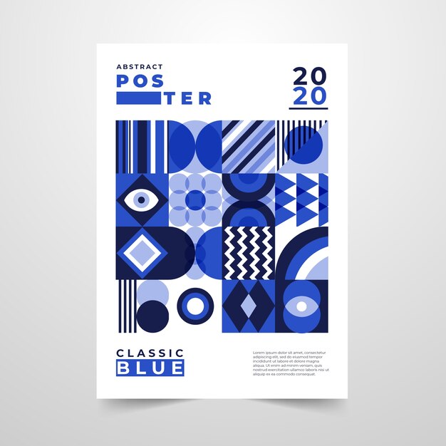 Abstract flyer with blue geometrical shapes