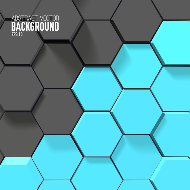 Abstract geometric background with gray and blue hexagons