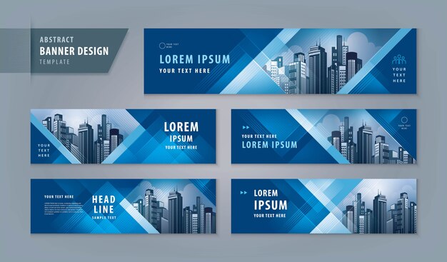 Abstract geometric banner set