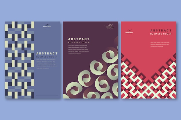 Free vector abstract geometric business cover pack