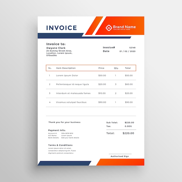 Free vector abstract geometric business invoice template