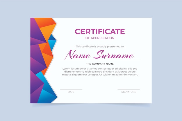 Abstract geometric certificate template