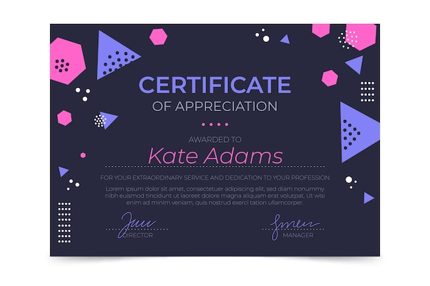 Abstract geometric certificate template