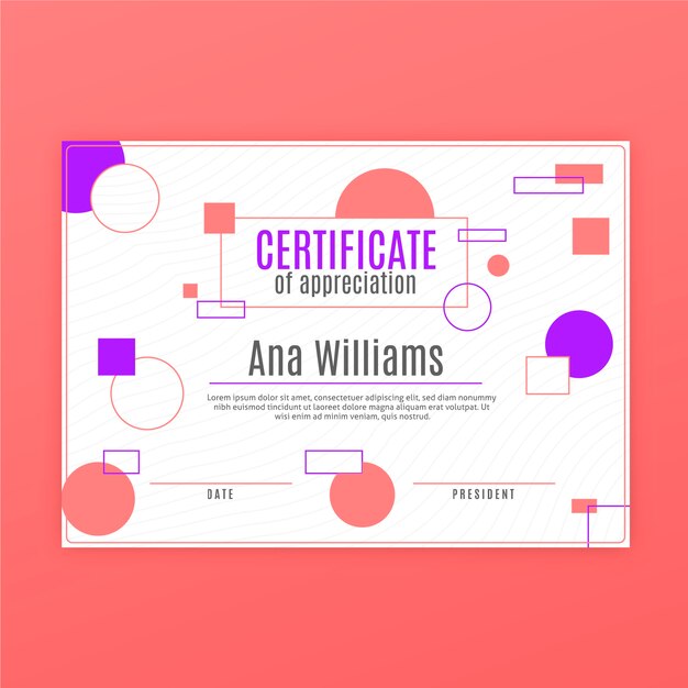 Abstract geometric certificate template