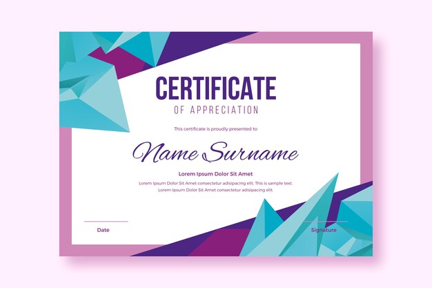 Abstract geometric certificate template