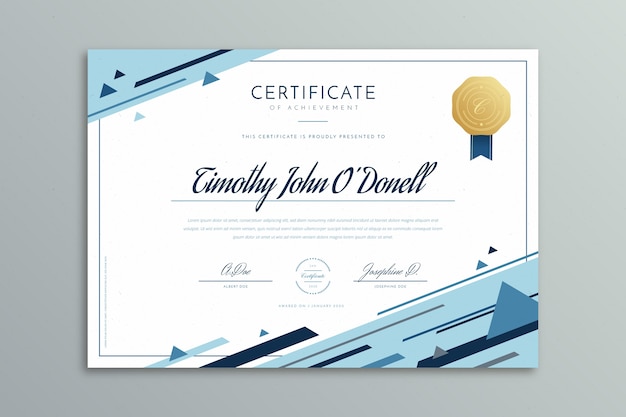 Free vector abstract geometric certificate template