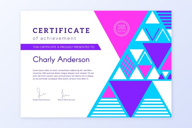 Abstract geometric certificate template