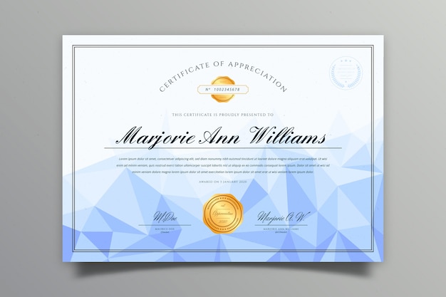 Free vector abstract geometric certificate template