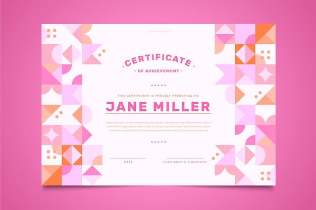 Abstract geometric certificate template