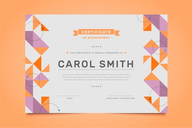 Abstract geometric certificate template