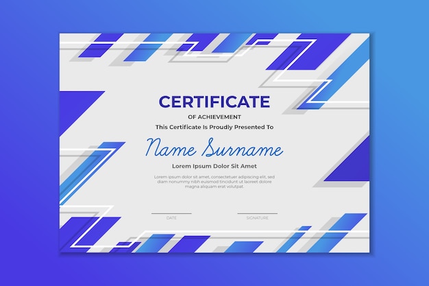 Free vector abstract geometric colourful certificate template